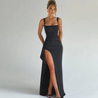 Serena | Square Neck High Slit Maxi Dress 3