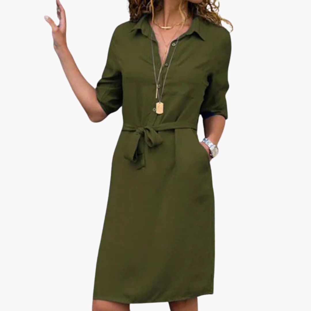 Shirt Dress Women's | Belted Waist & Classic Collar