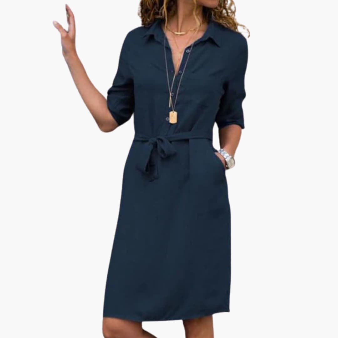 Shirt Dress Women's | Belted Waist & Classic Collar