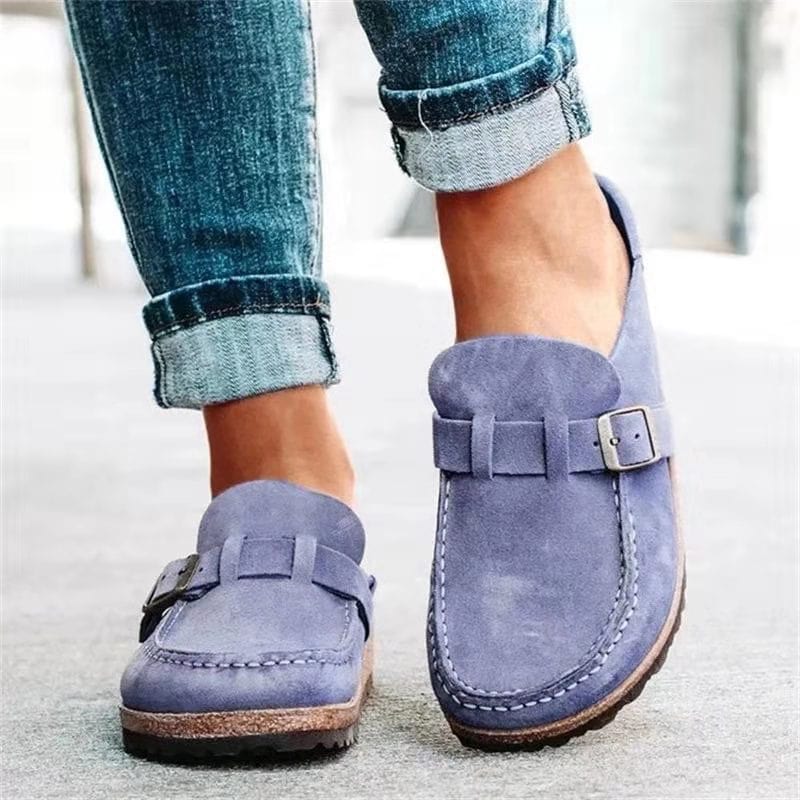 Slip On Loafers Women | Buckle Detail & Cork Sole Casual Design