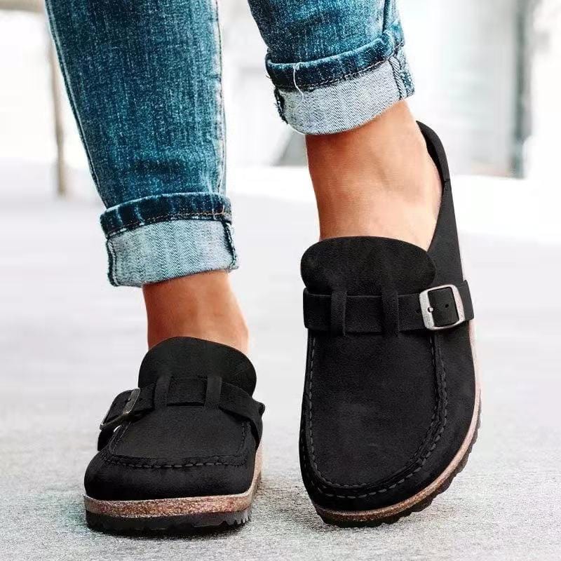 Slip On Loafers Women | Buckle Detail & Cork Sole Casual Design