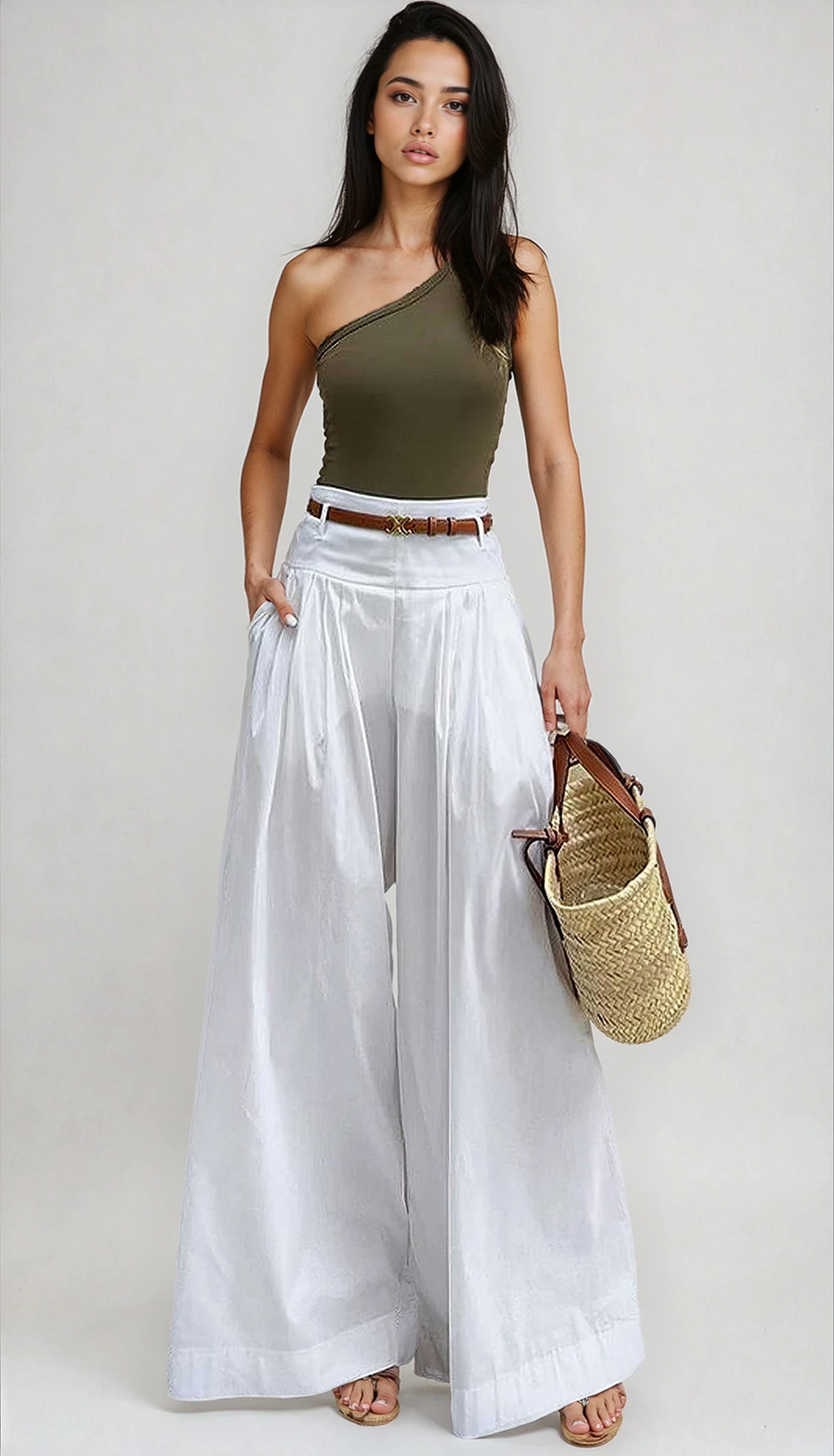 Soft Fabric Wide-Leg Trousers Women UK – Office Wear Smart Casual Holiday Wear 0