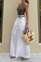 Soft Fabric Wide-Leg Trousers Women UK – Office Wear Smart Casual Holiday Wear 1