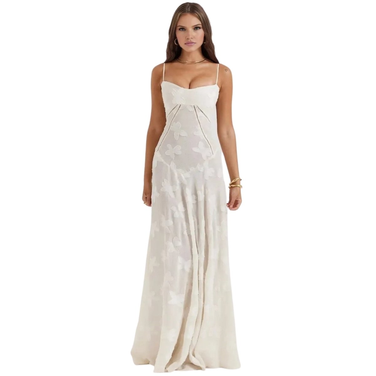 Sophia | Elegant Floral Jacquard Gown for Wedding Guests 0