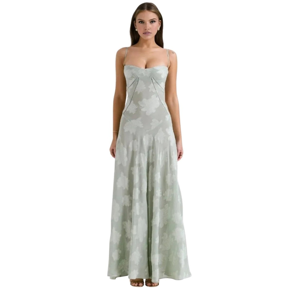 Sophia | Elegant Floral Jacquard Gown for Wedding Guests 11