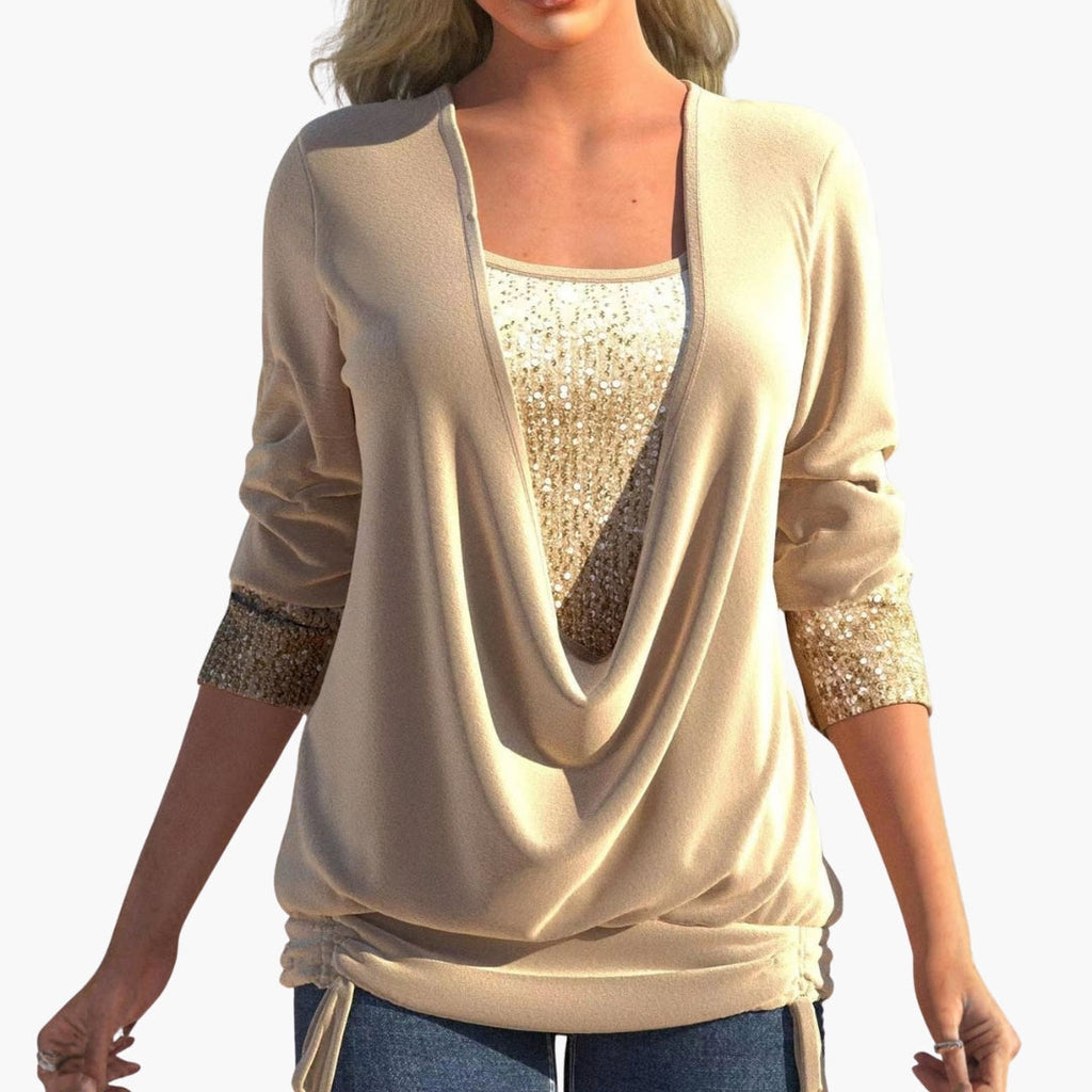 Sophie | Chic Draped Sequin Top for Women