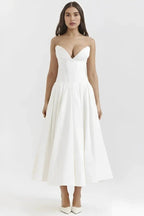 Sophie | Elegant Sculpted Bodice Wedding Guest Dress 0