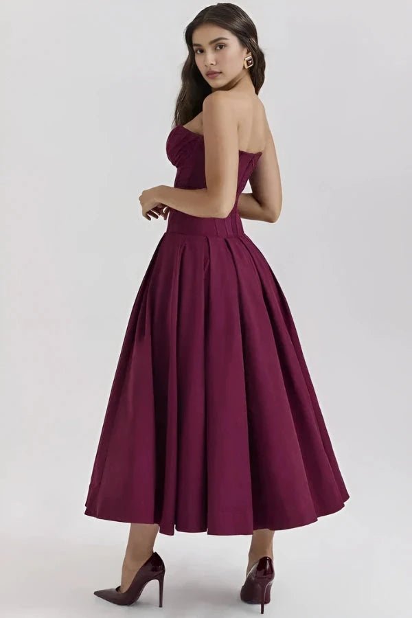 Sophie | Elegant Sculpted Bodice Wedding Guest Dress 10