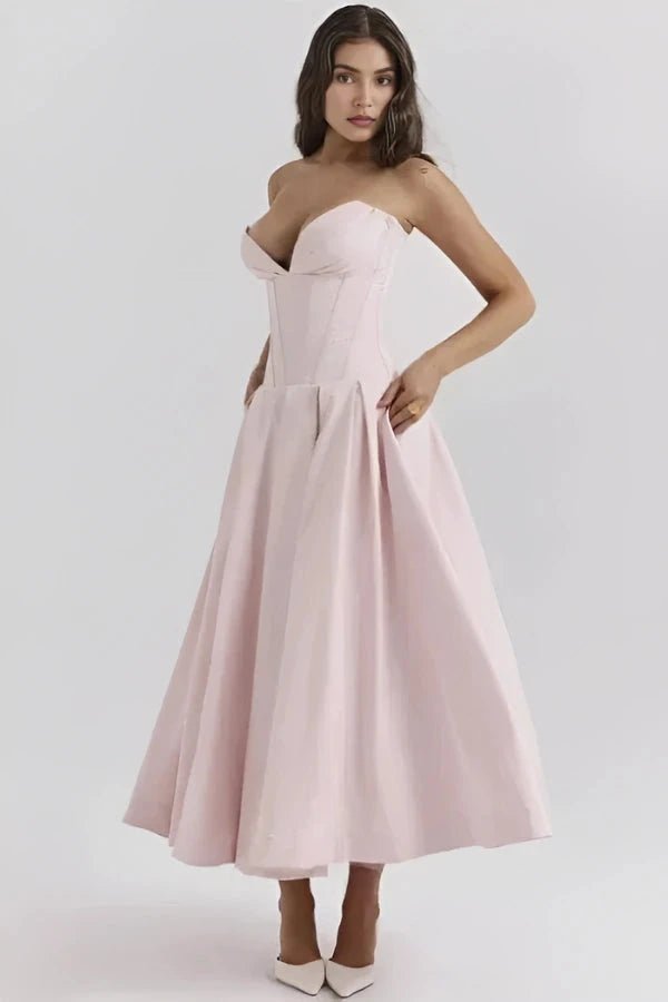 Sophie | Elegant Sculpted Bodice Wedding Guest Dress 12