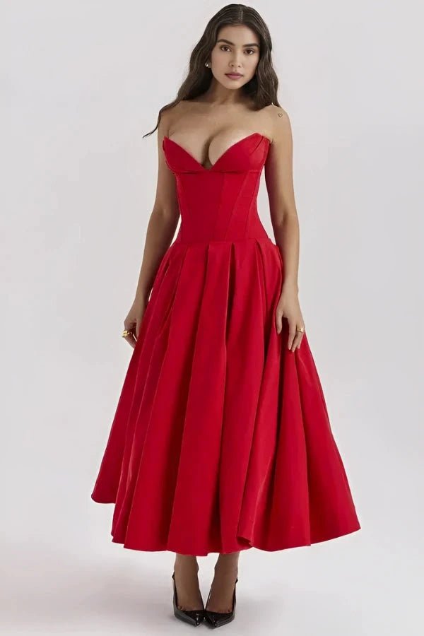 Sophie | Elegant Sculpted Bodice Wedding Guest Dress 6