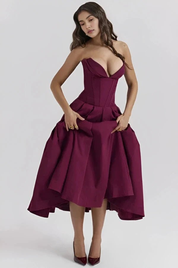 Sophie | Elegant Sculpted Bodice Wedding Guest Dress 8