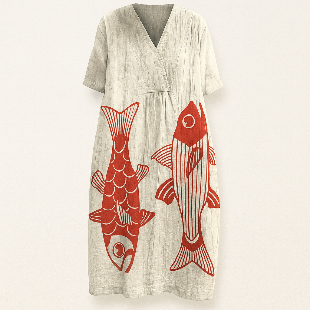 Summer Dress Women | Colour Block Stripe Print & V-Neck Midi Design