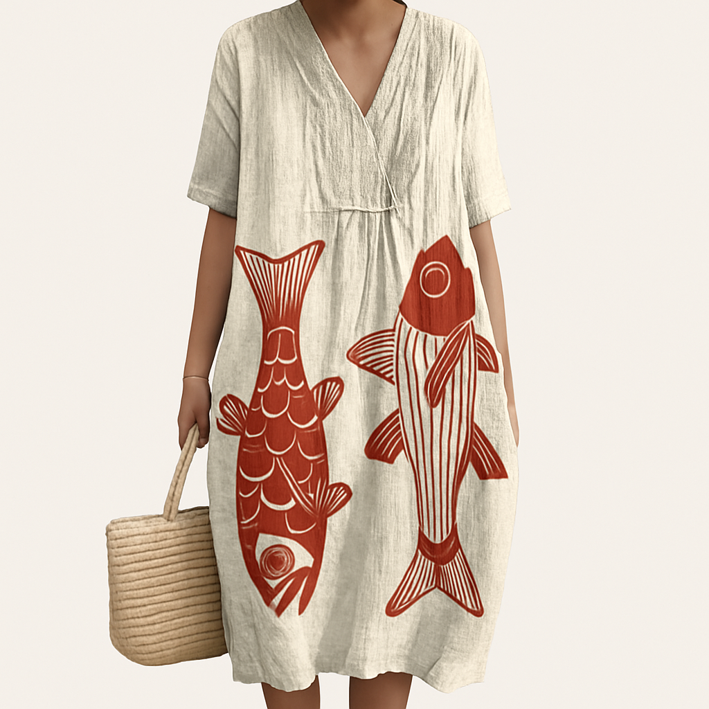 Summer Dress Women | Colour Block Stripe Print & V-Neck Midi Design