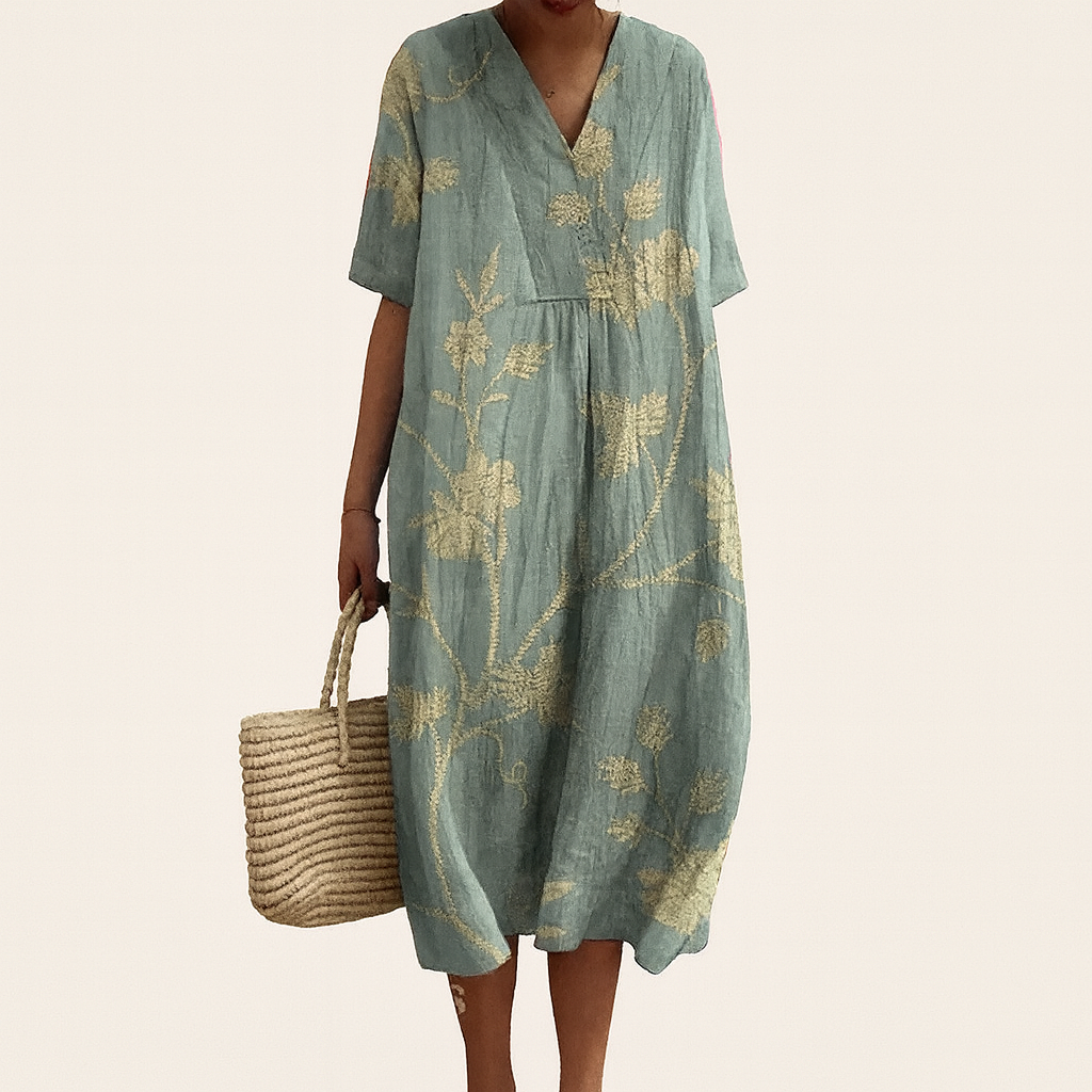 Summer Dress Women | Colour Block Stripe Print & V-Neck Midi Design
