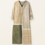 Summer Dress Women | Colour Block Stripe Print & V-Neck Midi Design