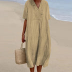 Summer Dress Women | Draped V-Neck & Relaxed Midi Style for Every Occasion