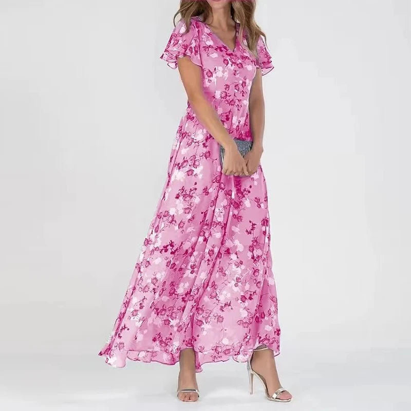 Summer Dress Women | Floral Flutter Sleeve & Flowing Feminine Style