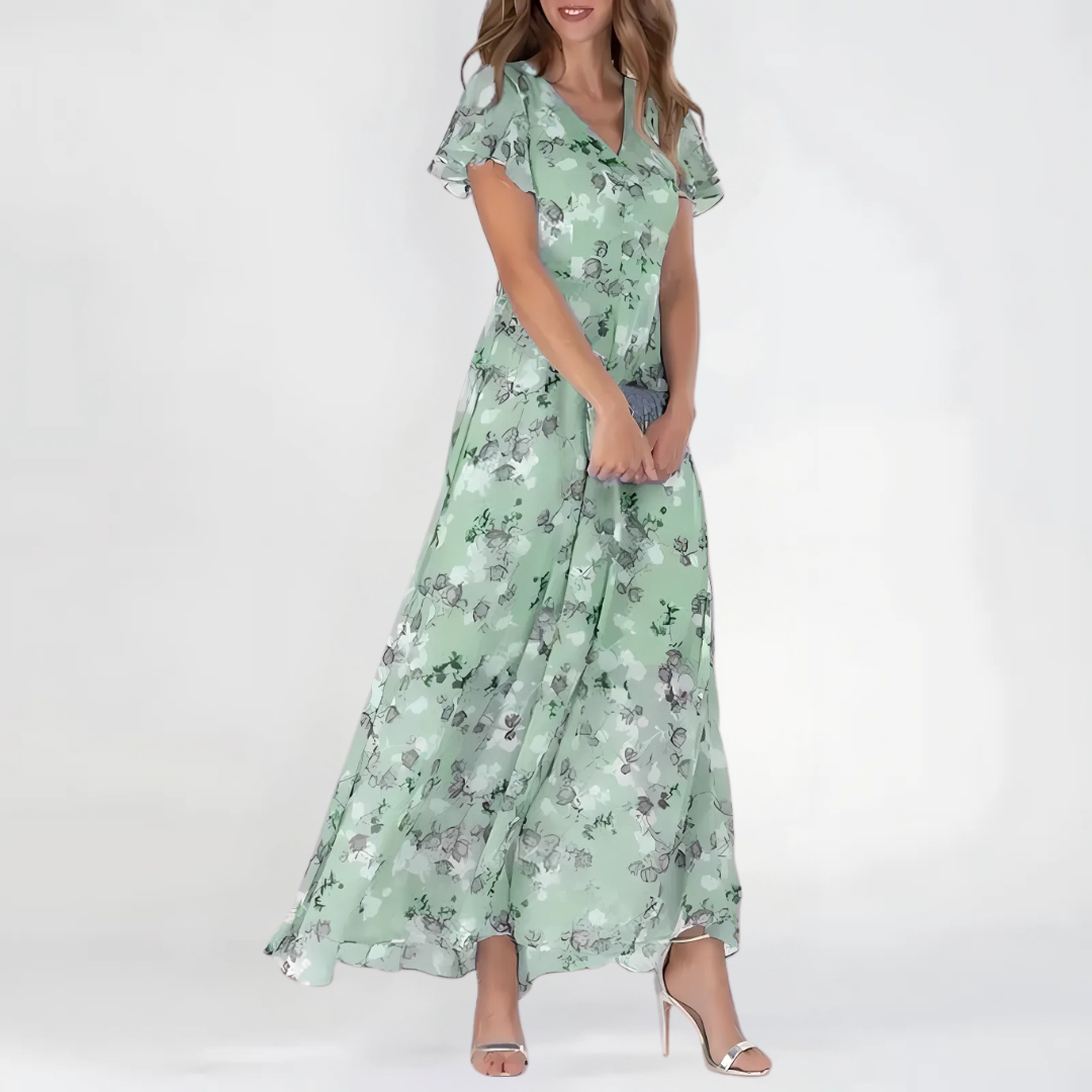 Summer Dress Women | Floral Print V-Neck & Flowing Maxi for Wedding Guests