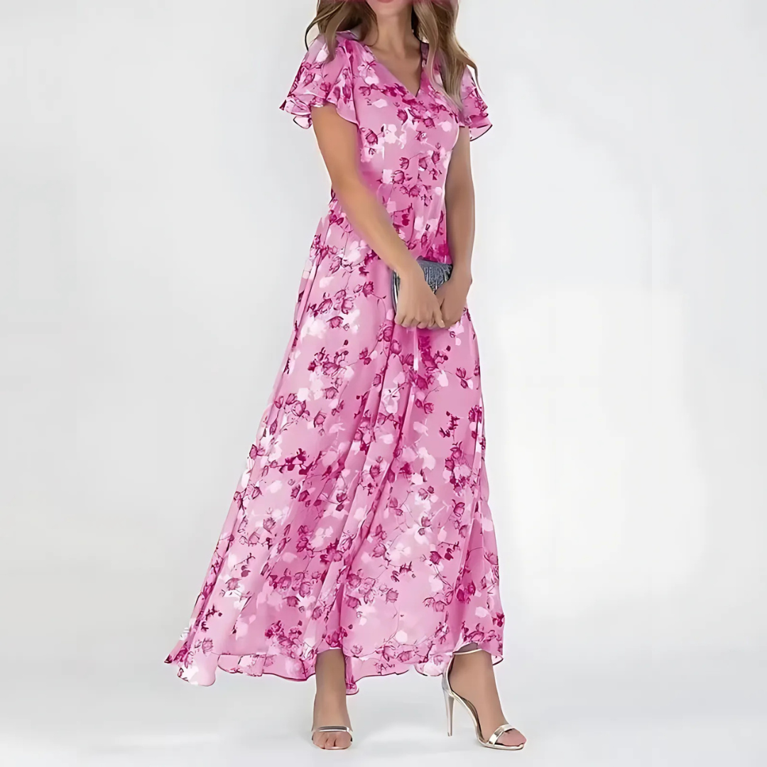 Summer Dress Women | Floral Print V-Neck & Flowing Maxi for Wedding Guests