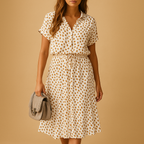 Summer Dress Women | Leopard Print Shirt Collar & A-Line Midi Style