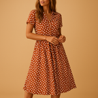 Summer Dress Women | Leopard Print Shirt Collar & A-Line Midi Style