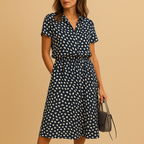 Summer Dress Women | Leopard Print Shirt Collar & A-Line Midi Style