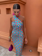 Summer Dress Women | One Shoulder Geometric Print & Elegant