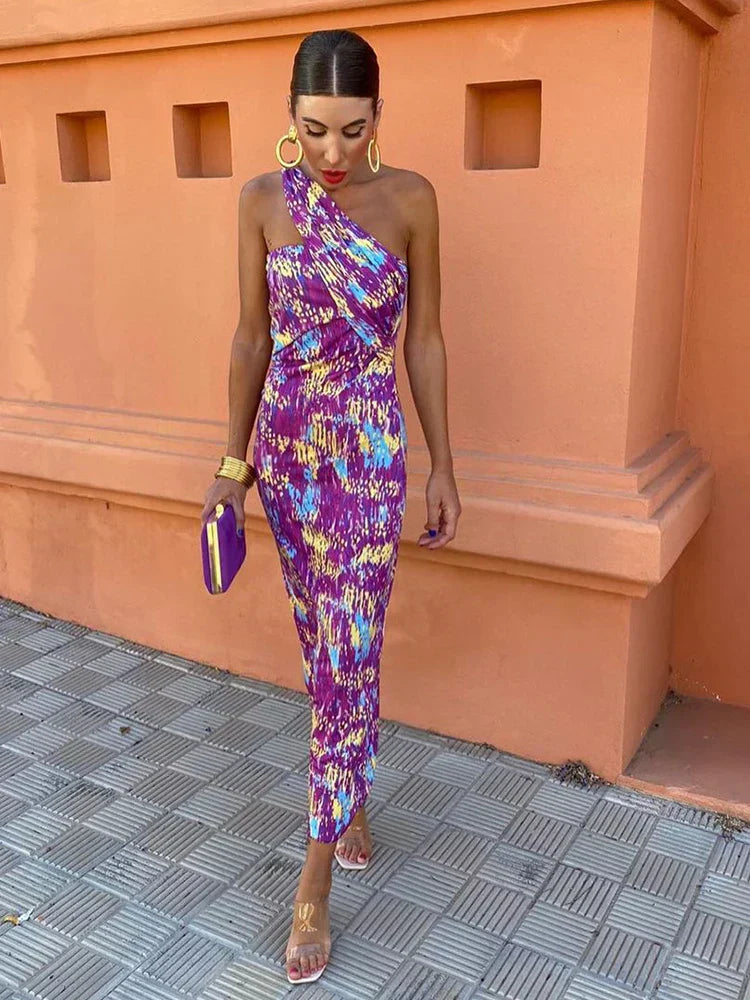 Summer Dress Women | One Shoulder Geometric Print & Elegant