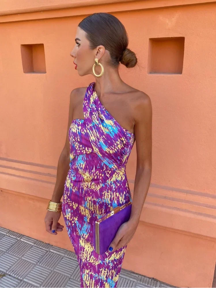 Summer Dress Women | One Shoulder Geometric Print & Elegant