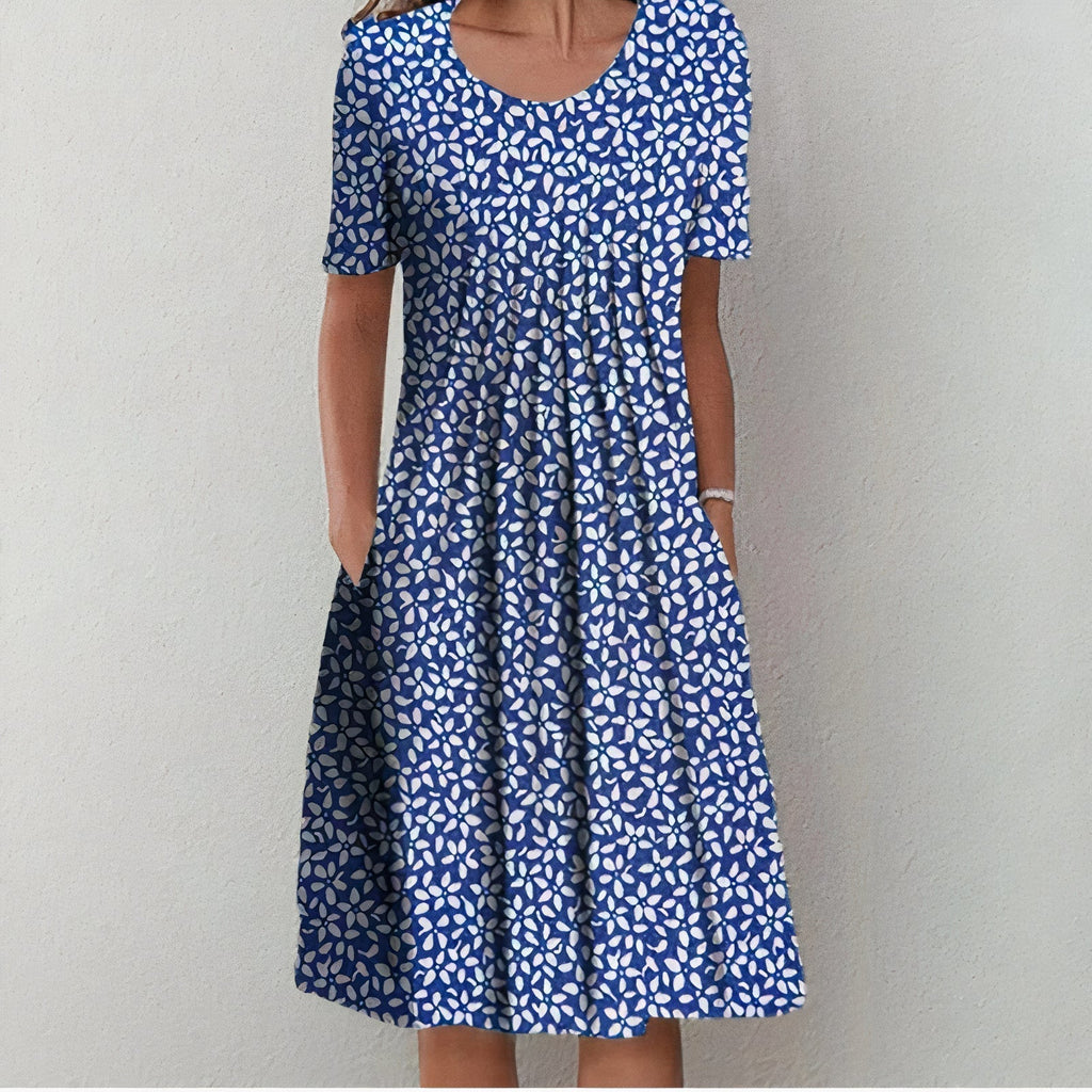 Summer Dress Women | Wildflower Print & Pleated Waist Midi Design