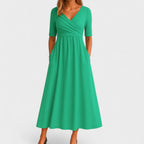 Summer Dress Women | Wrap V-Neck & Flattering A-Line Midi Style
