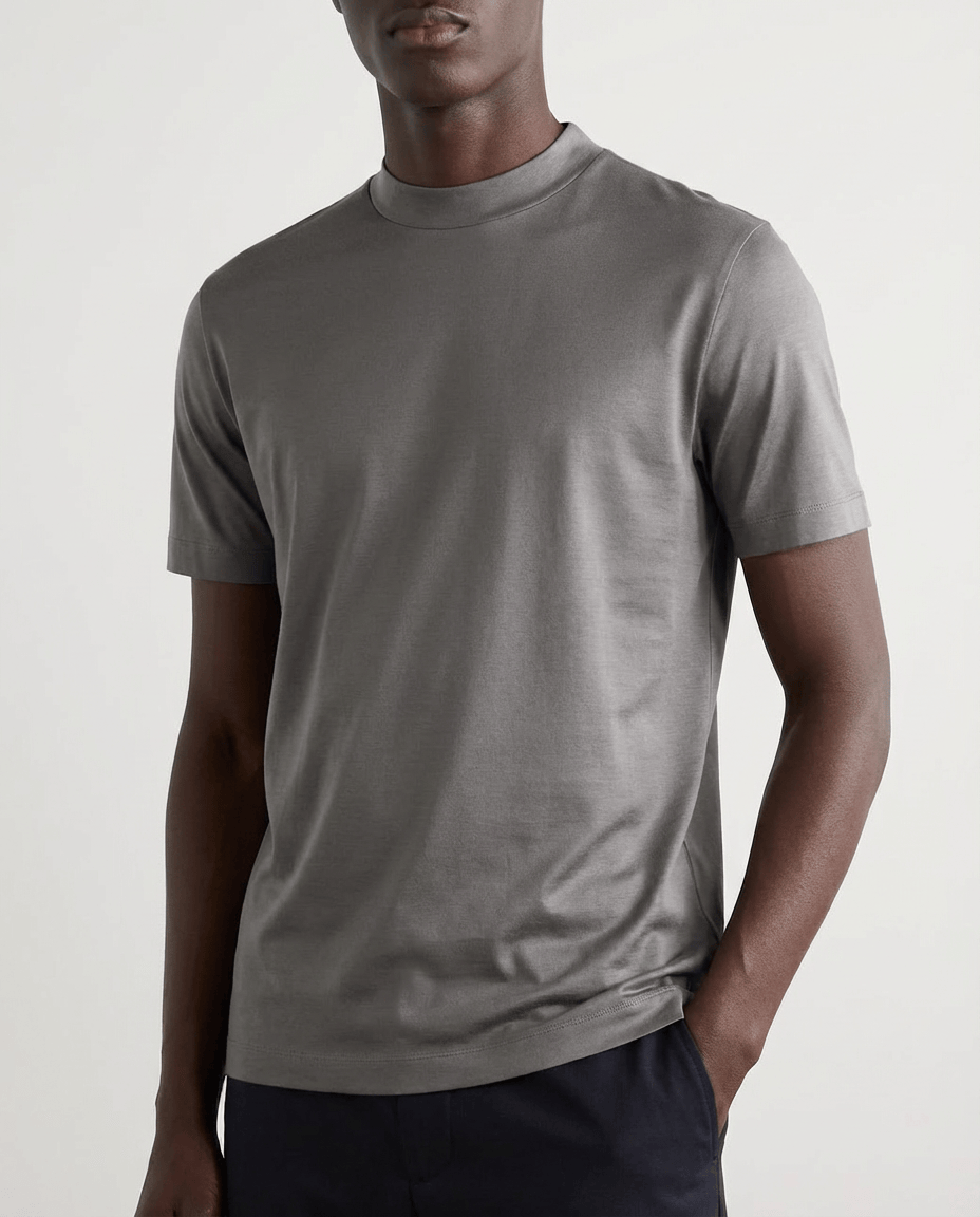 T Shirt Men's | Sleek Mock Neck & Luxury Finish