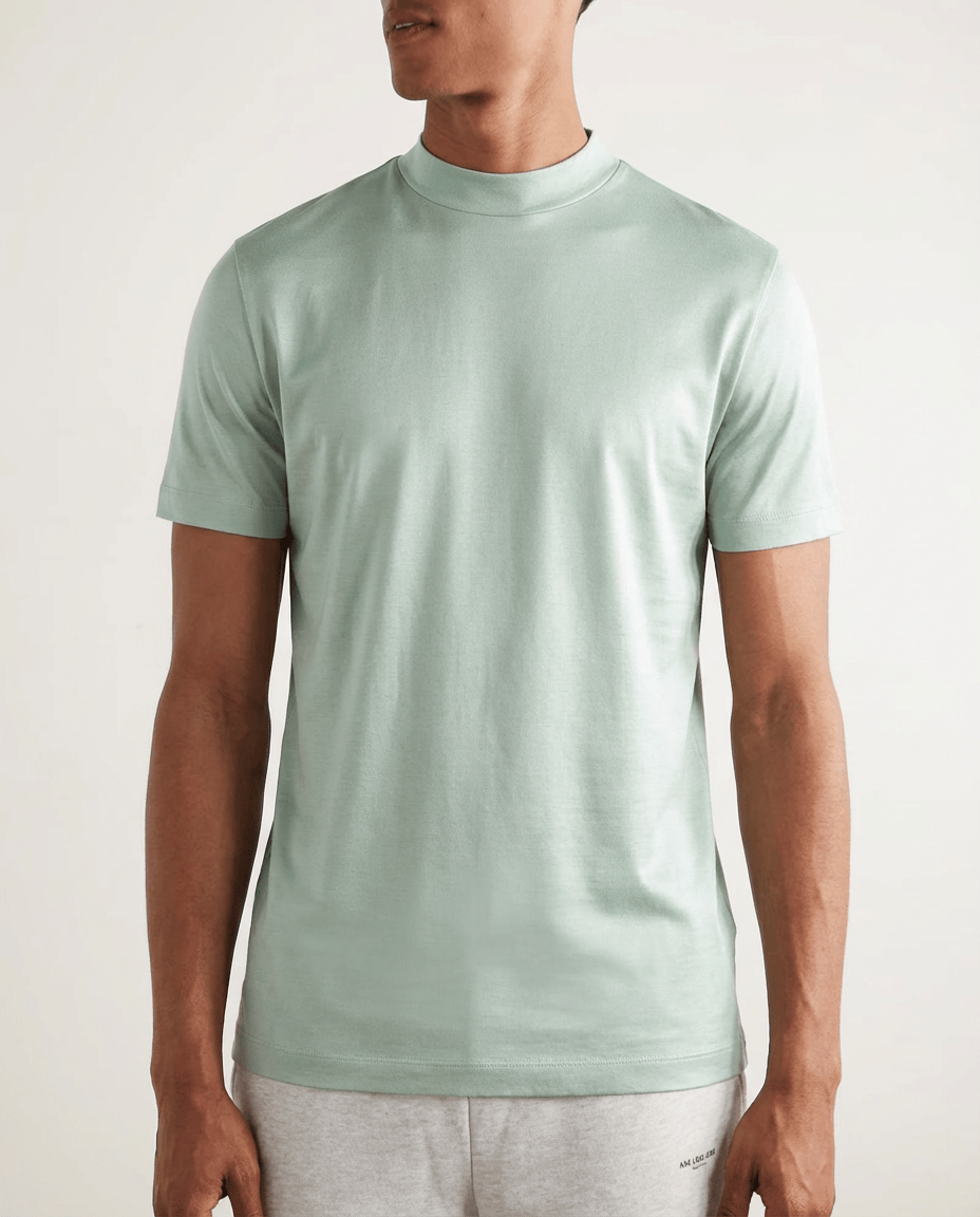 T Shirt Men's | Sleek Mock Neck & Luxury Finish