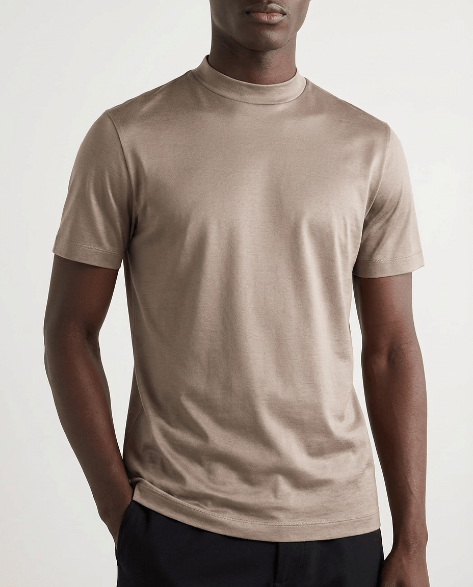 T Shirt Men's | Sleek Mock Neck & Luxury Finish