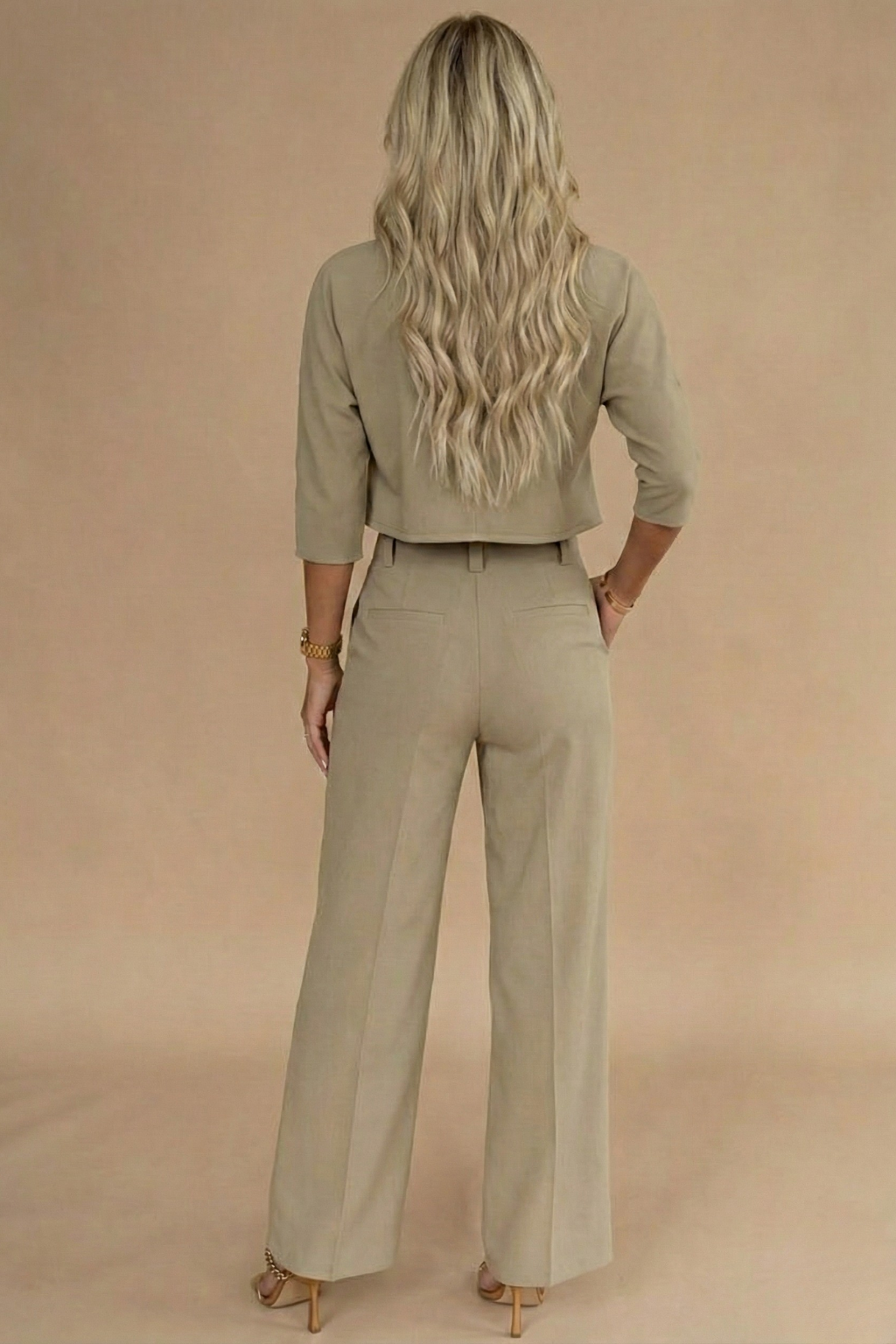 Top and Trousers Set Women | Cropped Mock Neck & Wide-Leg Co Ord