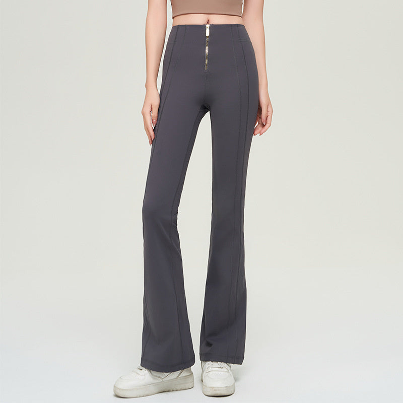 Trousers Women | High-Waist Zip Front & Flare Leg Smart Casual Style