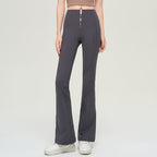 Trousers Women | High-Waist Zip Front & Flare Leg Smart Casual Style