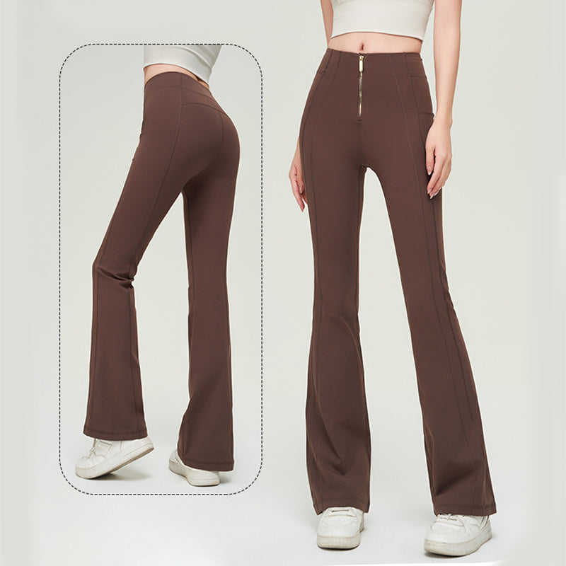 Trousers Women | High-Waist Zip Front & Flare Leg Smart Casual Style