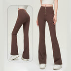 Trousers Women | High-Waist Zip Front & Flare Leg Smart Casual Style