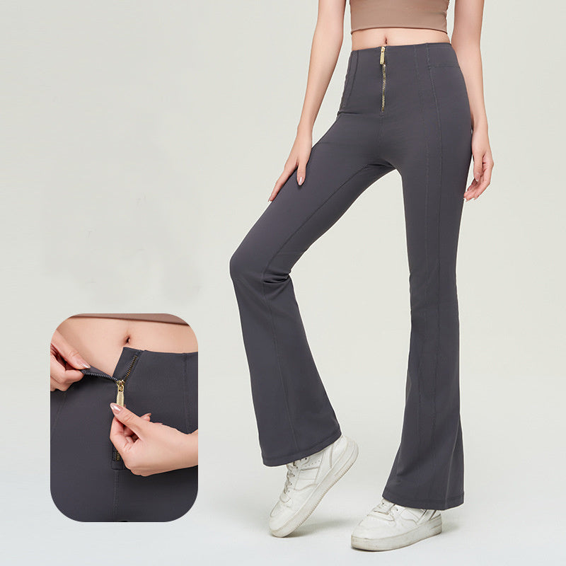Trousers Women | High-Waist Zip Front & Flare Leg Smart Casual Style