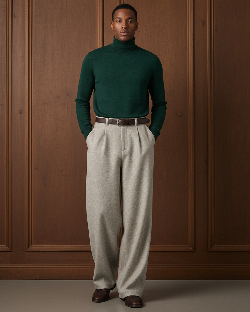 Wide Leg Trousers Men's | Relaxed Fit & Smart Casual Style