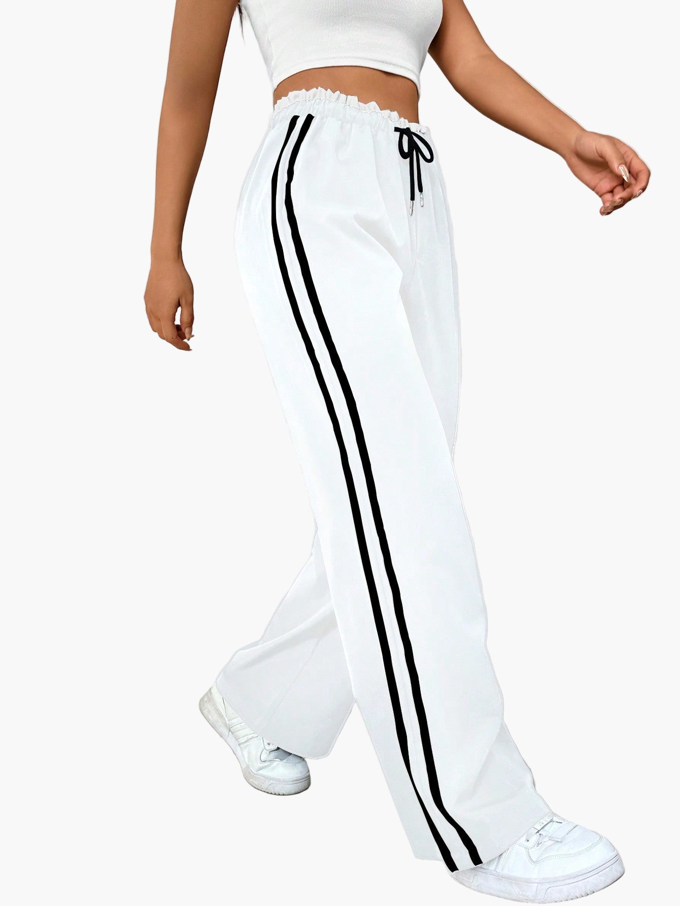 Wide Leg Trousers Women | Side Stripe & Relaxed Sport-Luxe Style