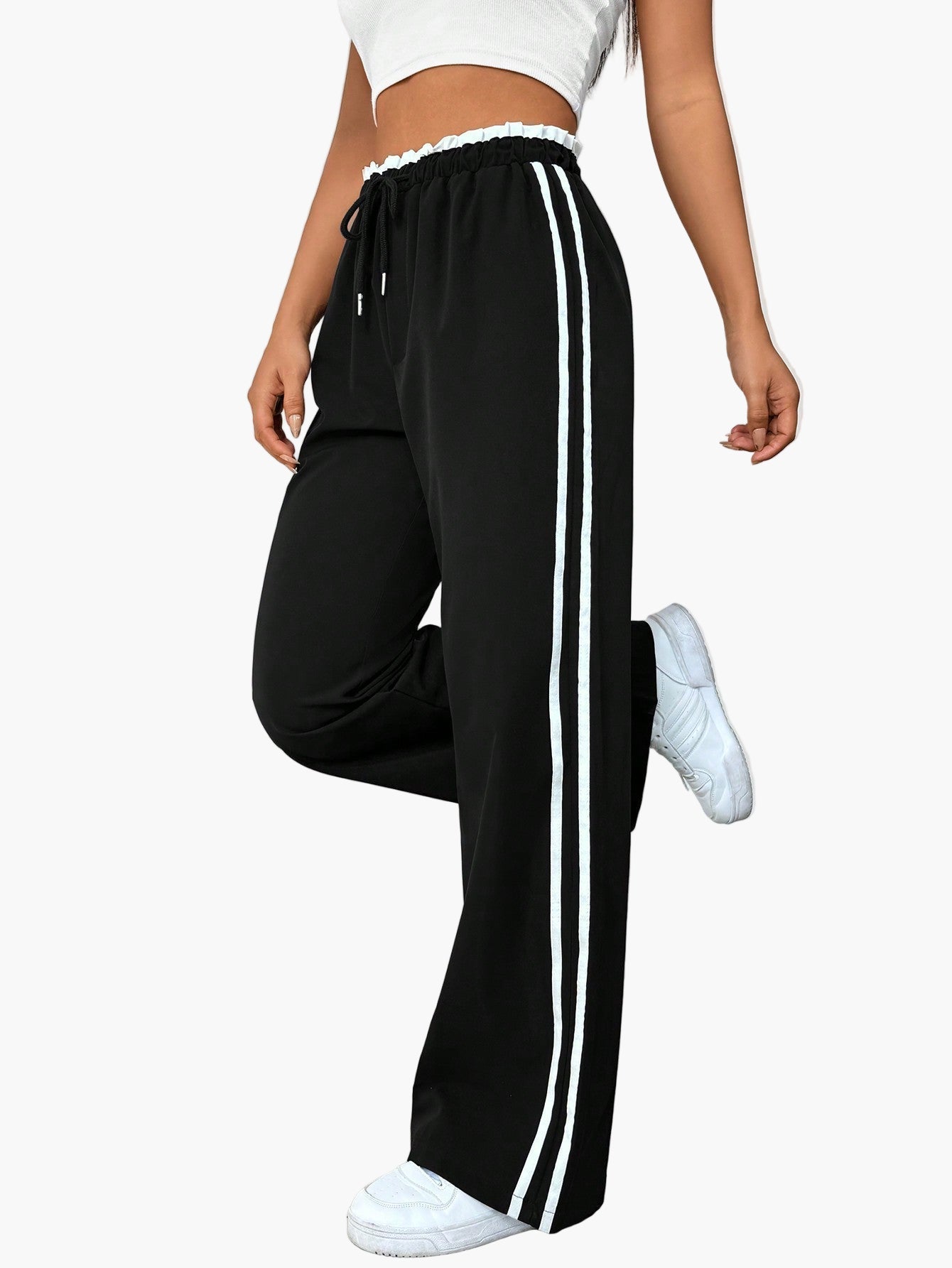 Wide Leg Trousers Women | Side Stripe & Relaxed Sport-Luxe Style