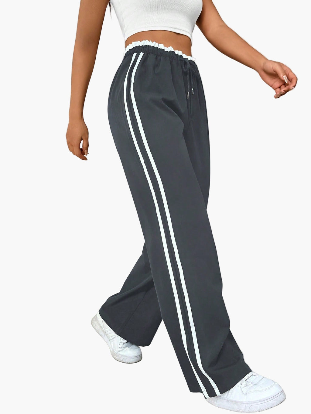 Wide Leg Trousers Women | Side Stripe & Relaxed Sport-Luxe Style