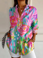 Women's Blouse | Abstract Print Button Front 0
