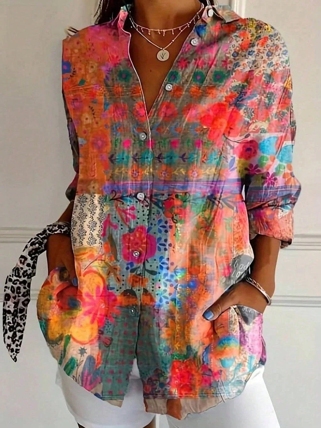 Women's Blouse | Abstract Print Button Front 1