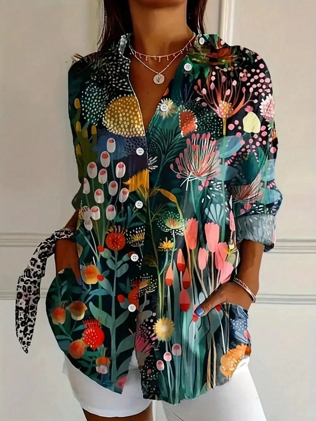 Women's Blouse | Abstract Print Button Front 2