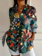 Women's Blouse | Abstract Print Button Front 2
