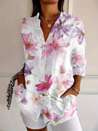 Women's Blouse | Abstract Print Button Front 3