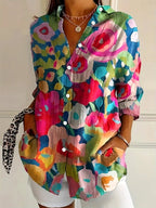 Women's Blouse | Abstract Print Button Front 4